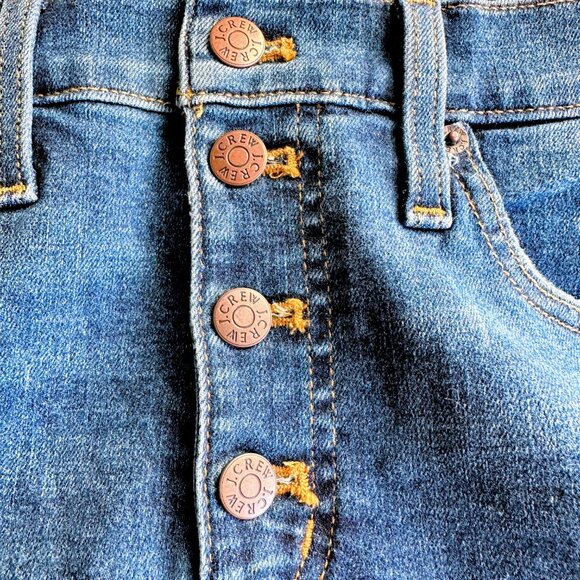 J. CREW 10” High Rise Skinny Cropped Stretch Raw Hem Blue Jeans Denim Size 28P - Picture 5 of 6
